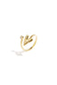 Elegant Adjustable Rhinestone Heart Ring - Silver & Gold