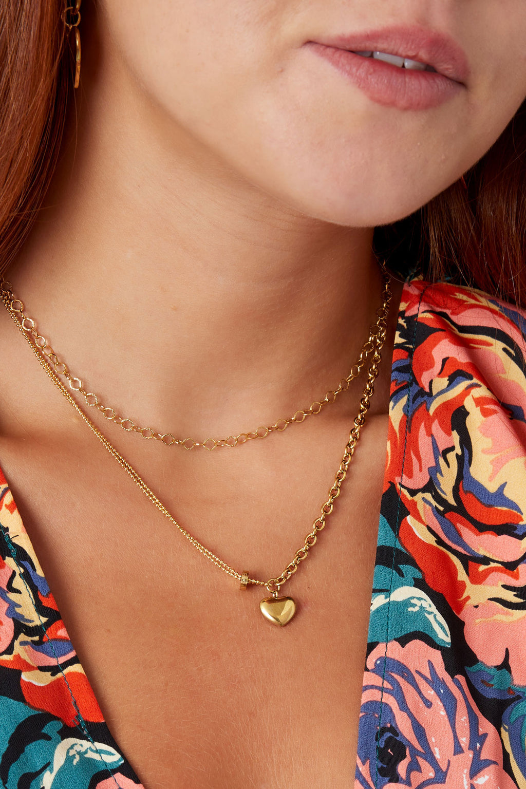 Collar Doble Corazón Dorado