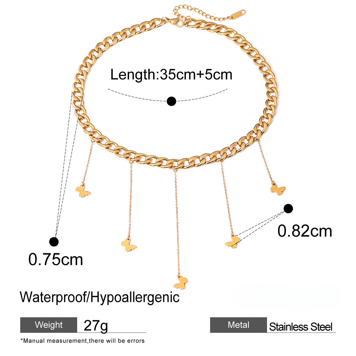 Collar eslabones con mariposas
