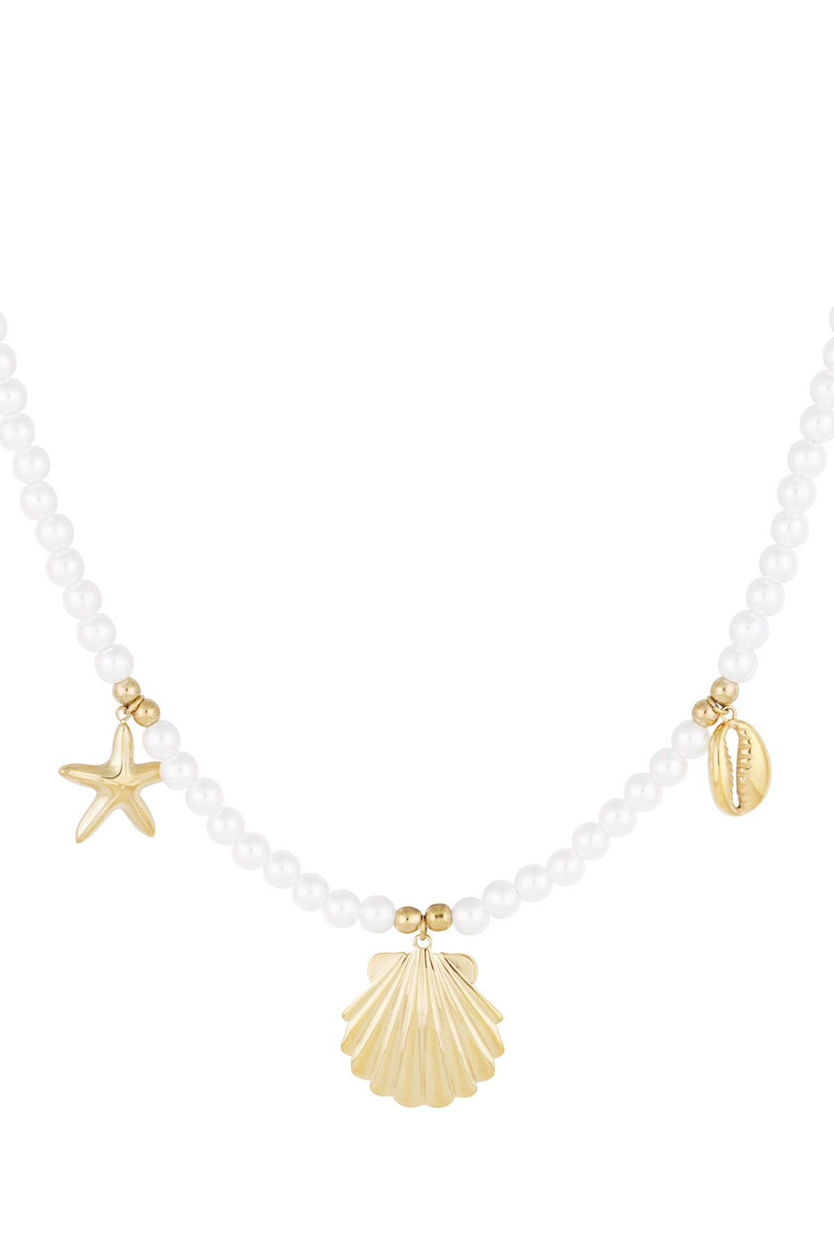 Collar de perlas con dijes de mar