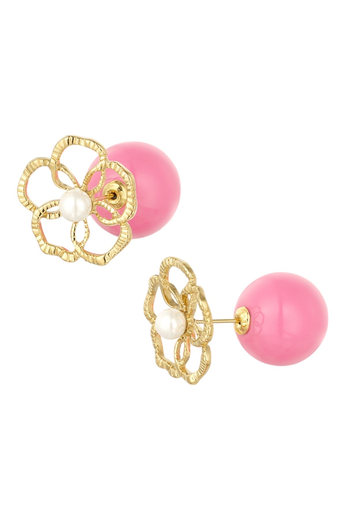 Pendientes de flores con dorso coloreado