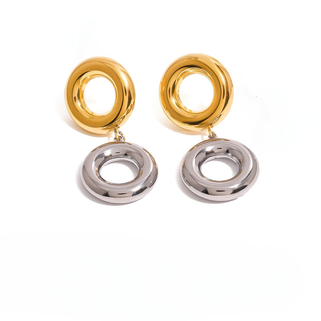 Pendientes aros duales bicolor