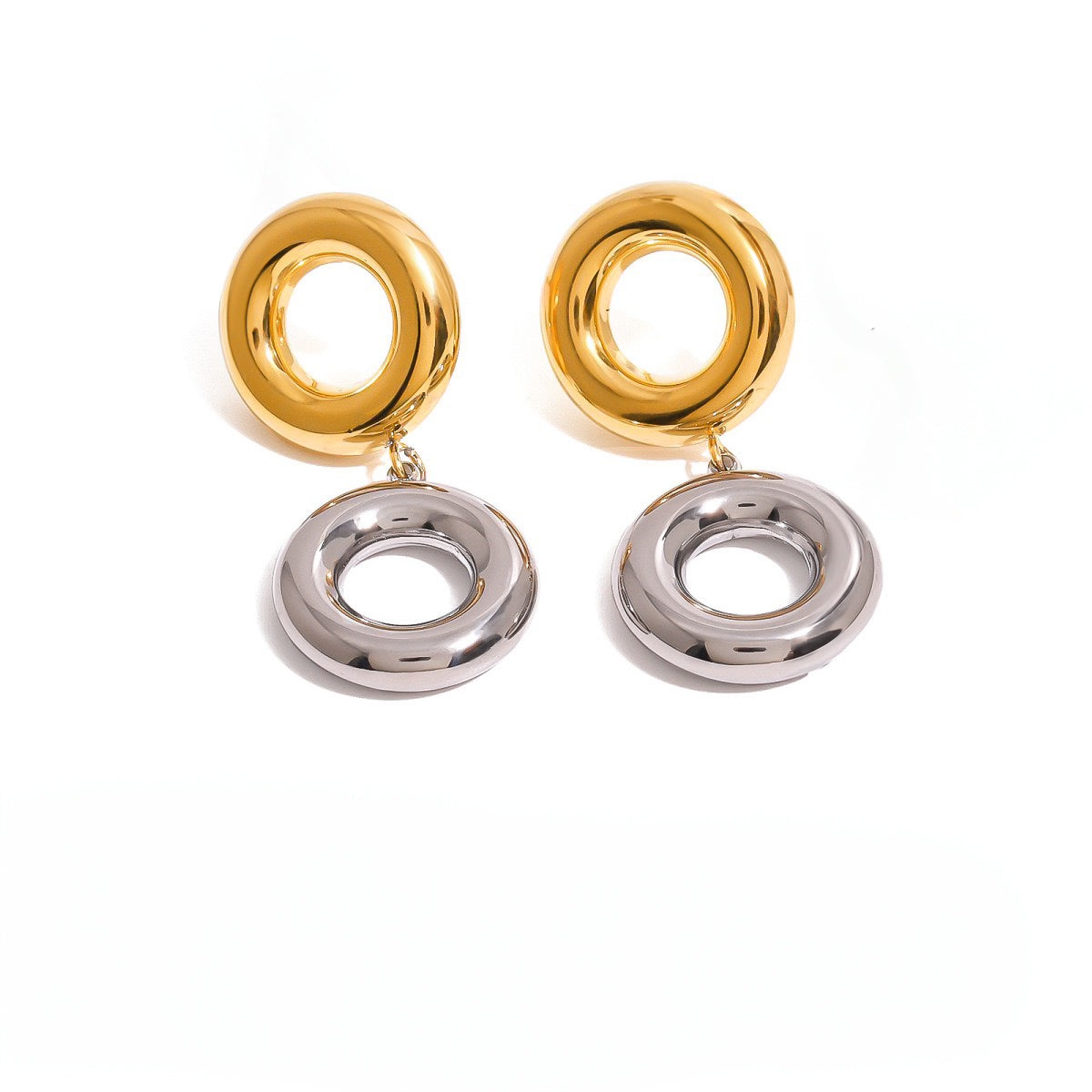 Pendientes aros duales bicolor