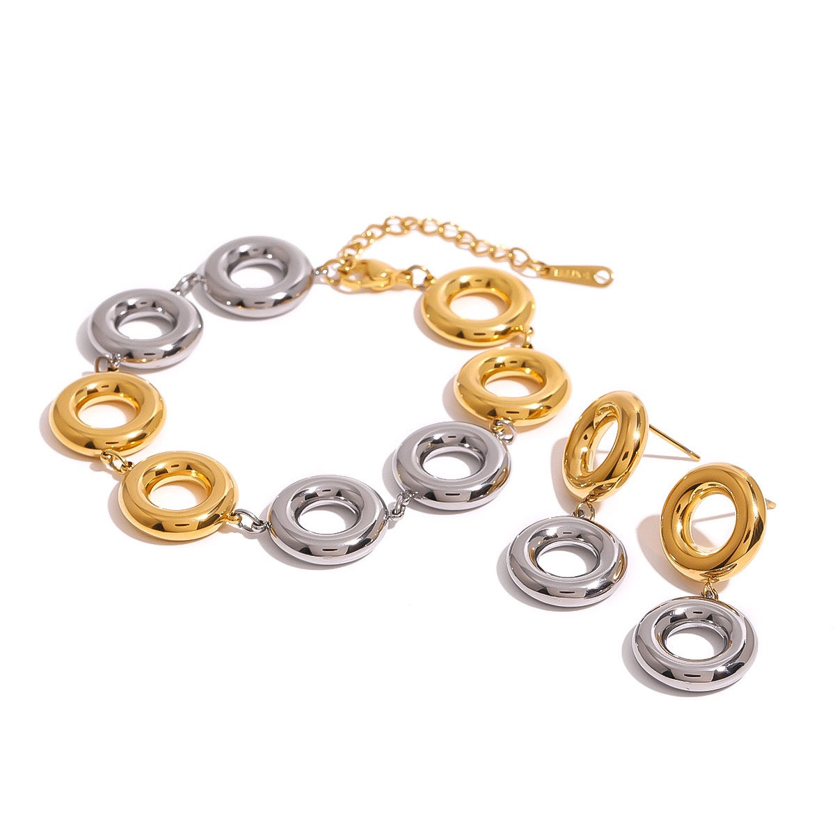 Pendientes aros duales bicolor