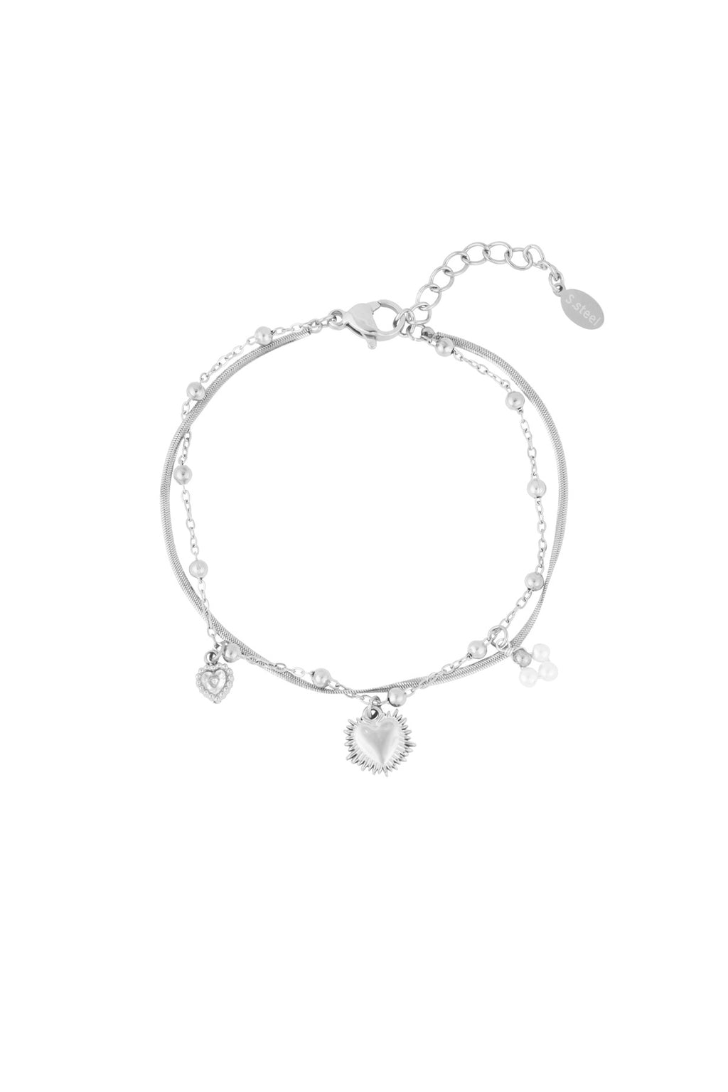 Pulsera doble con charms de corazón