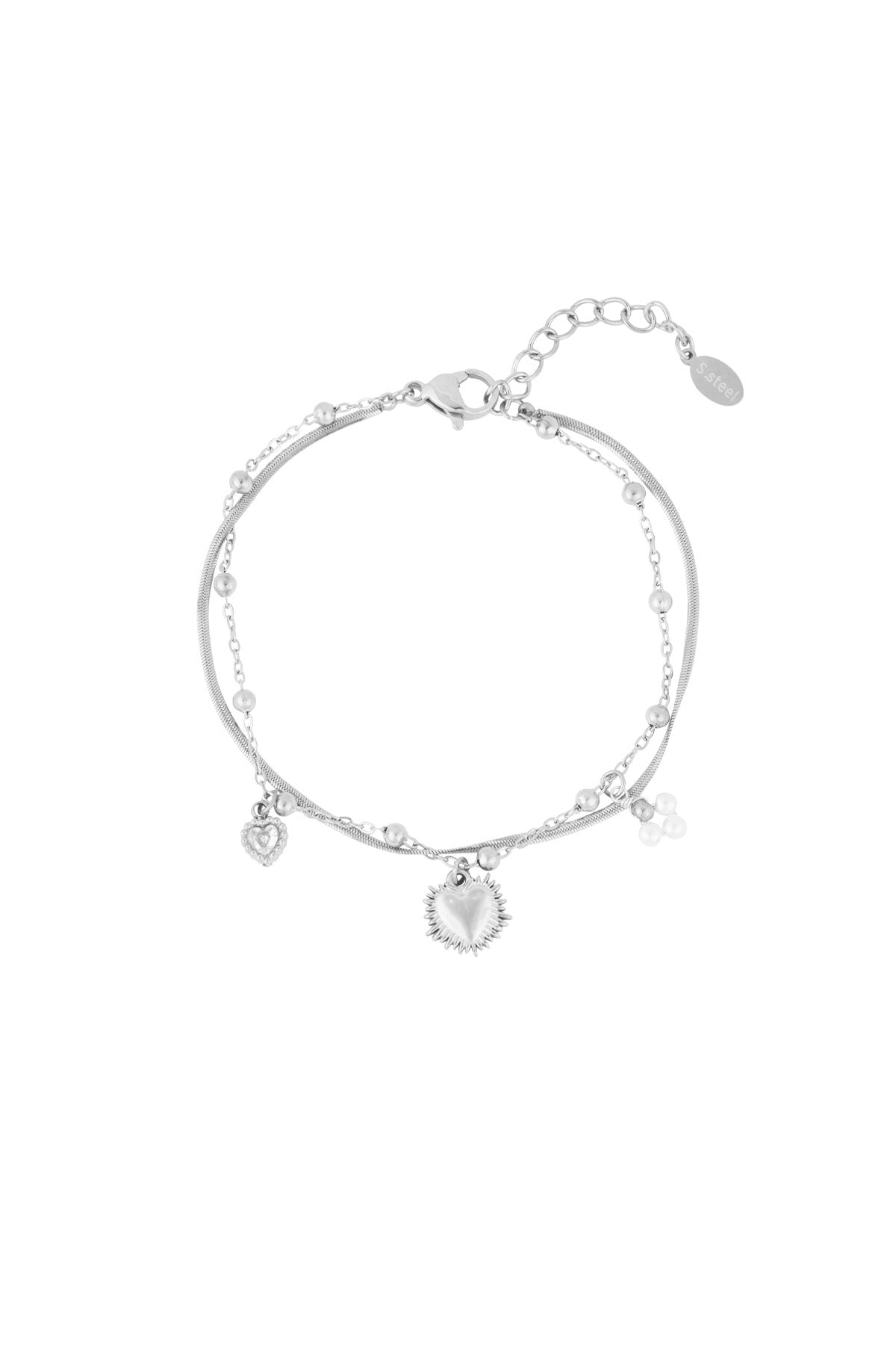 Pulsera doble con charms de corazón