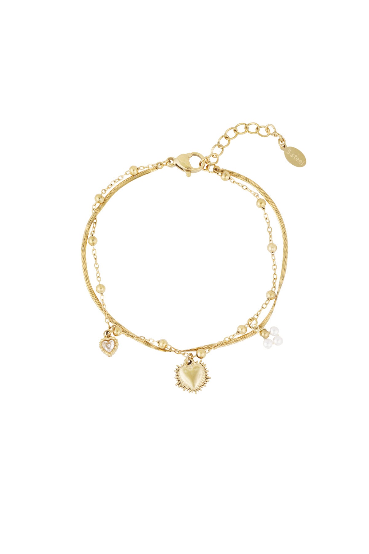 Pulsera doble con charms de corazón