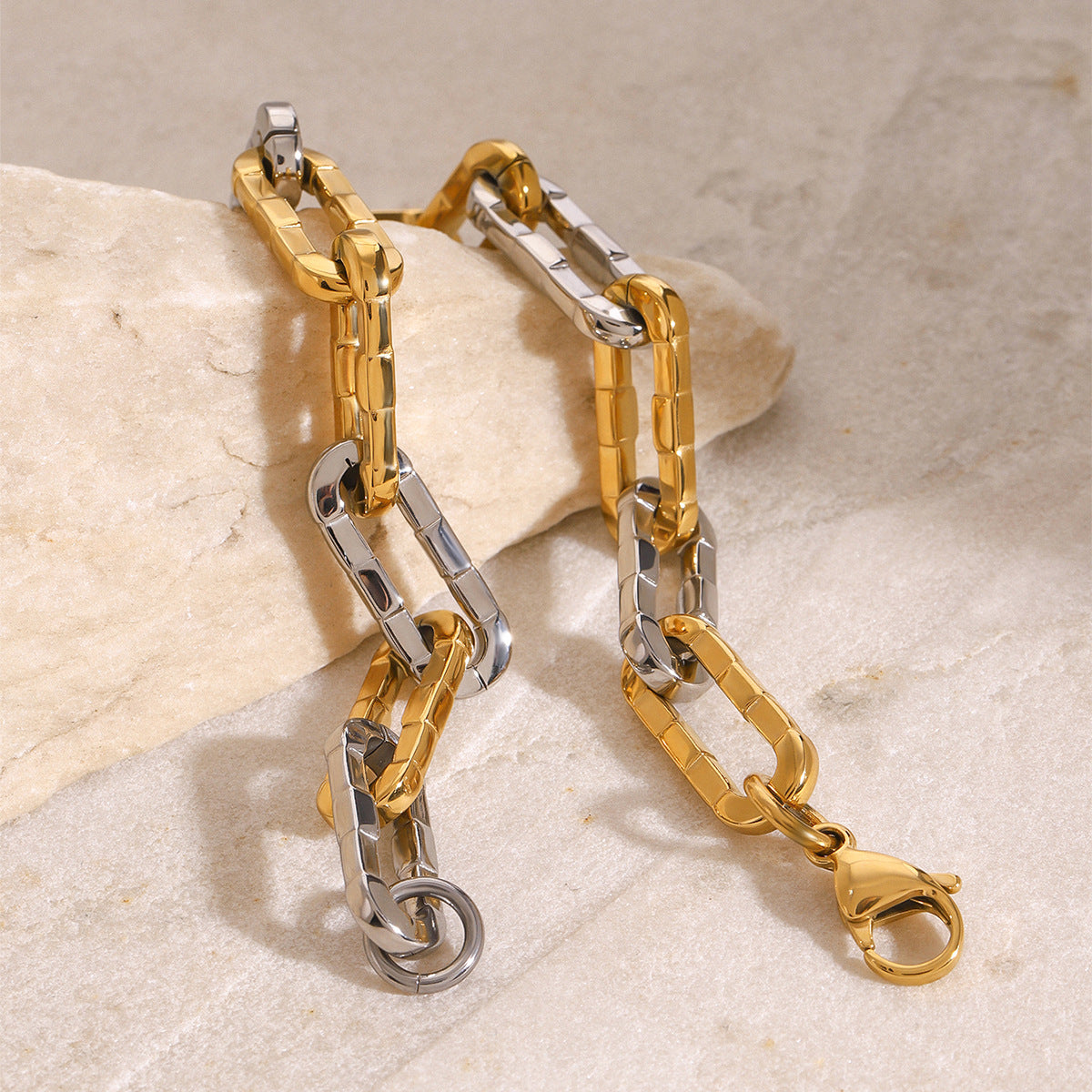 Pulsera eslabones entrelazada bicolor