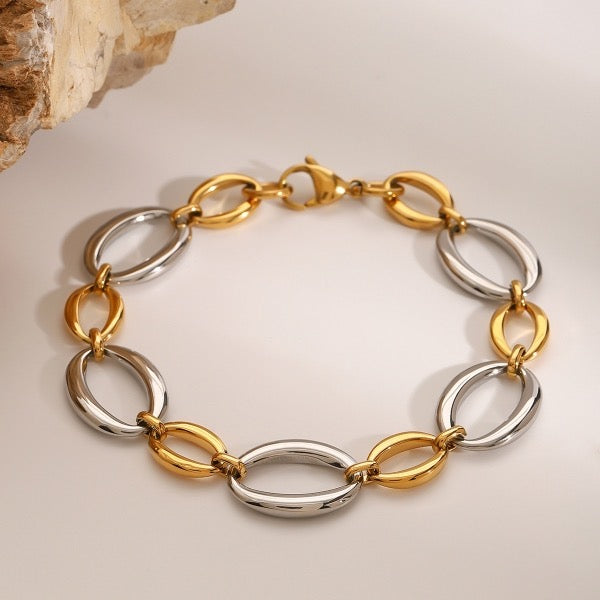 Pulsera eslabones ovalados bicolor