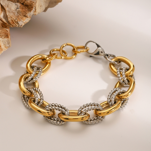 Pulsera Elgence oro y plata trenzada