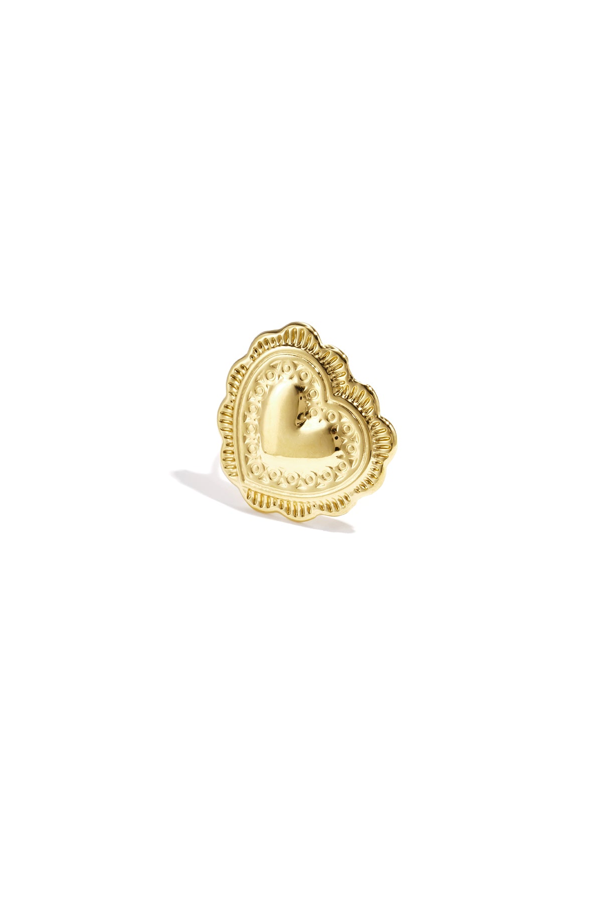 Elegant Gold-Color Heart Adjustable Statement Ring Imagen principal del producto
