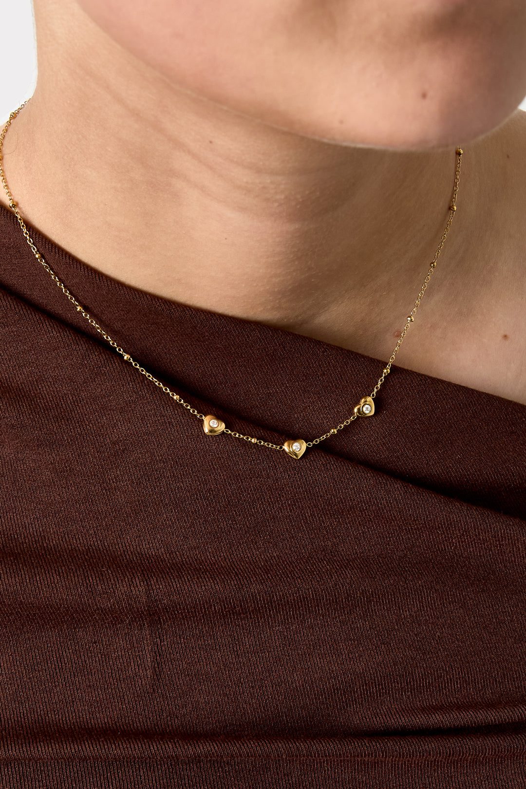 Necklace with beads and hearts with stone Secondary product image