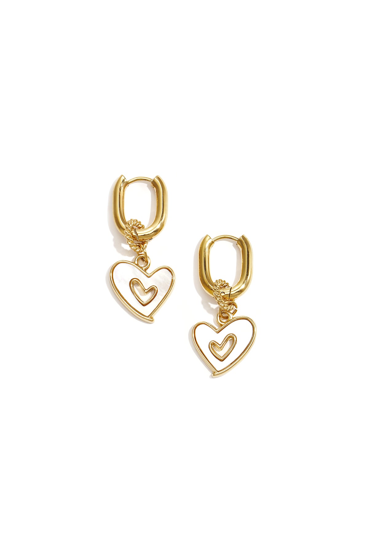 Elegant Gold Heart Shell Drop Earrings for Women Imagen principal del producto