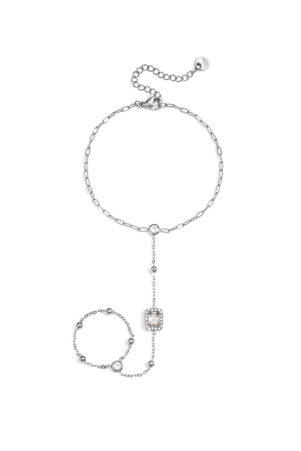 Elegant Rhinestone Hand Chain in Silver & Gold
