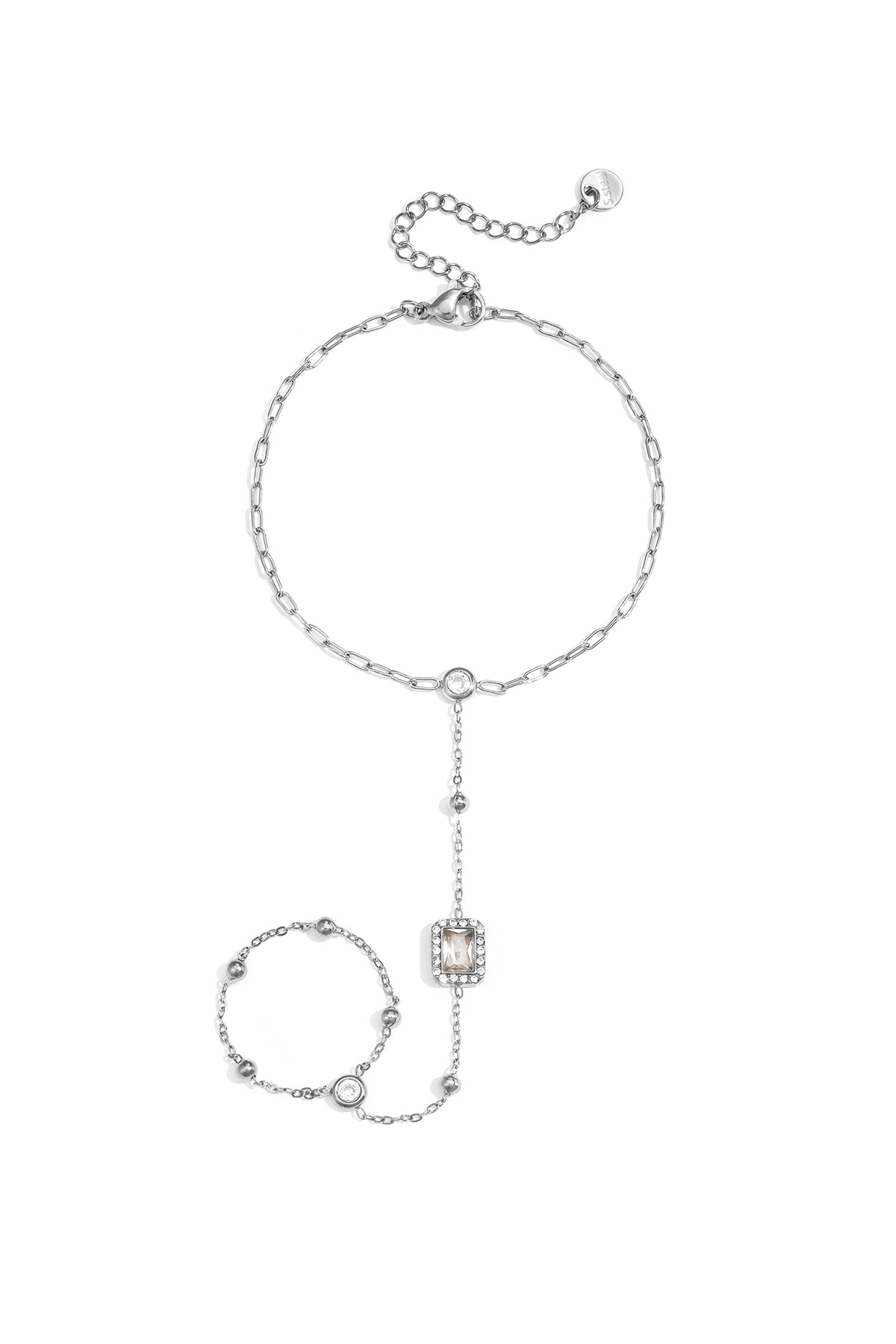 Elegant Rhinestone Hand Chain in Silver & Gold