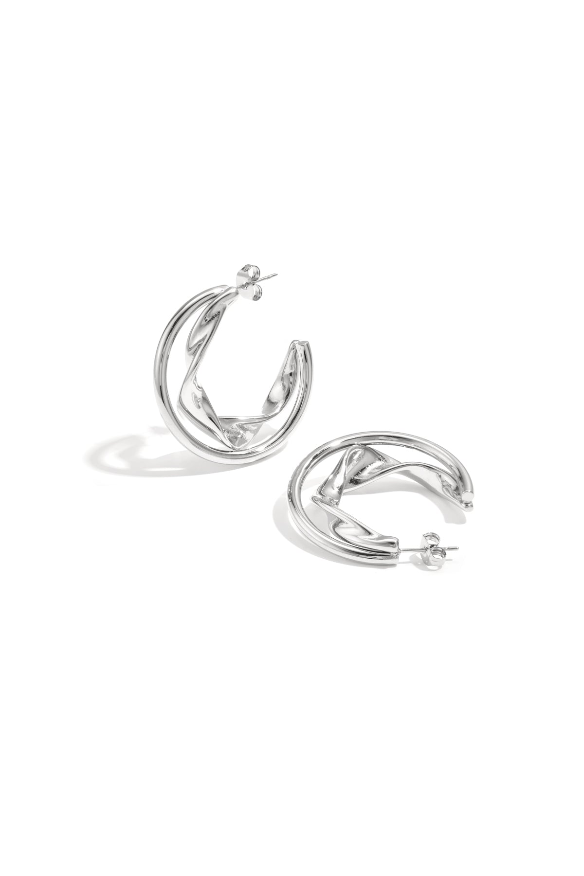 Stylish Stainless Steel Hoop Earrings - Silver & Gold
