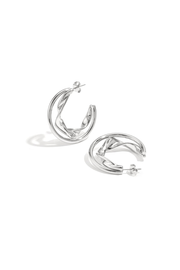 Stylish Stainless Steel Hoop Earrings - Silver & Gold