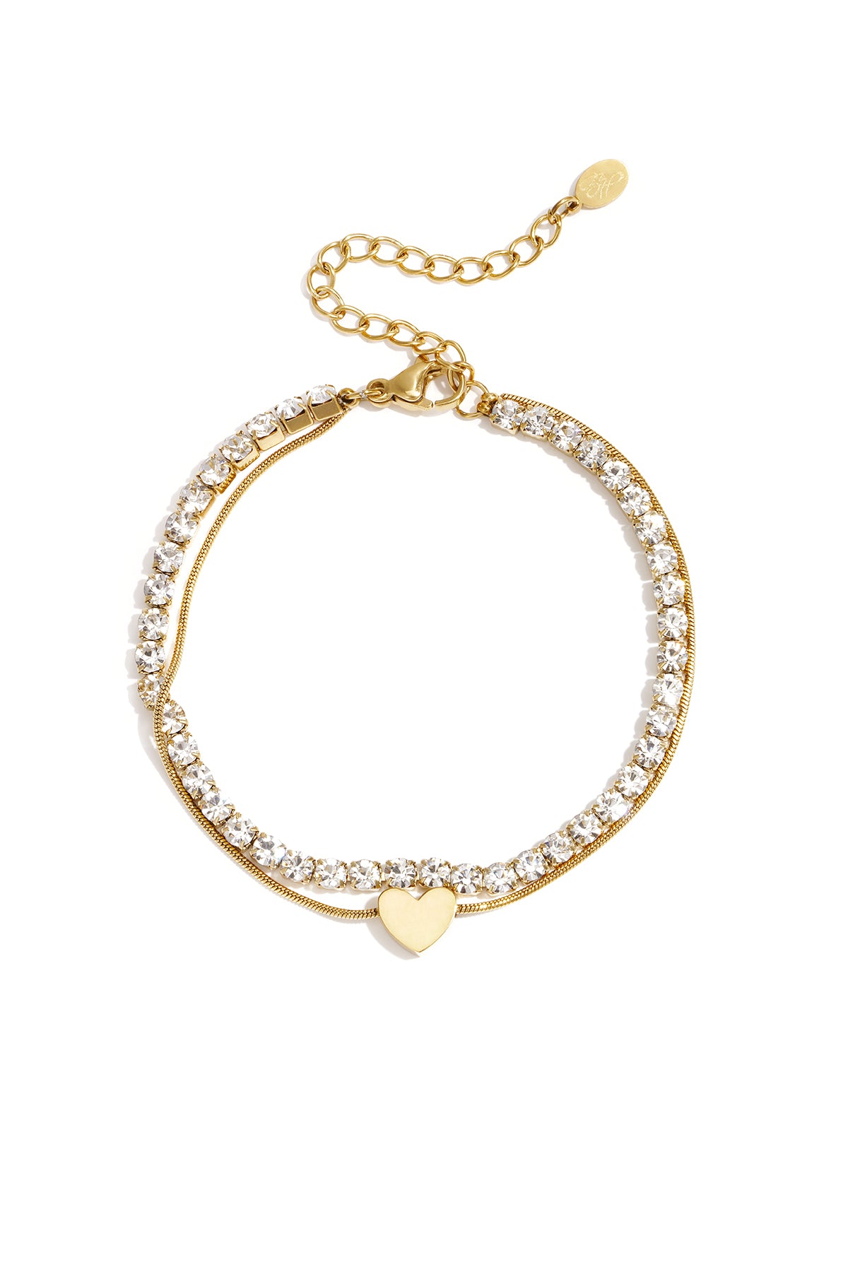 Stylish Gold Multi-Layered Heart Charm Bracelet Main product image