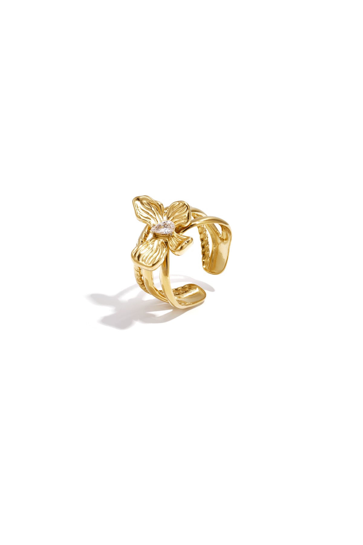 Elegant Adjustable Statement Ring, Silver & Gold Imagen principal del producto