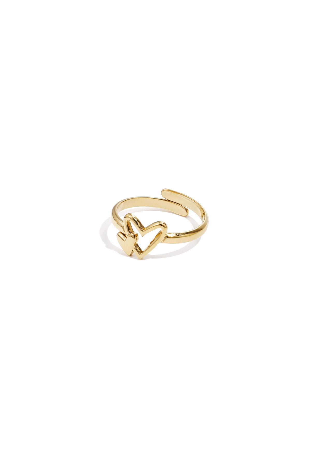 Elegant Adjustable Heart Ring - Silver & Gold Imagen principal del producto