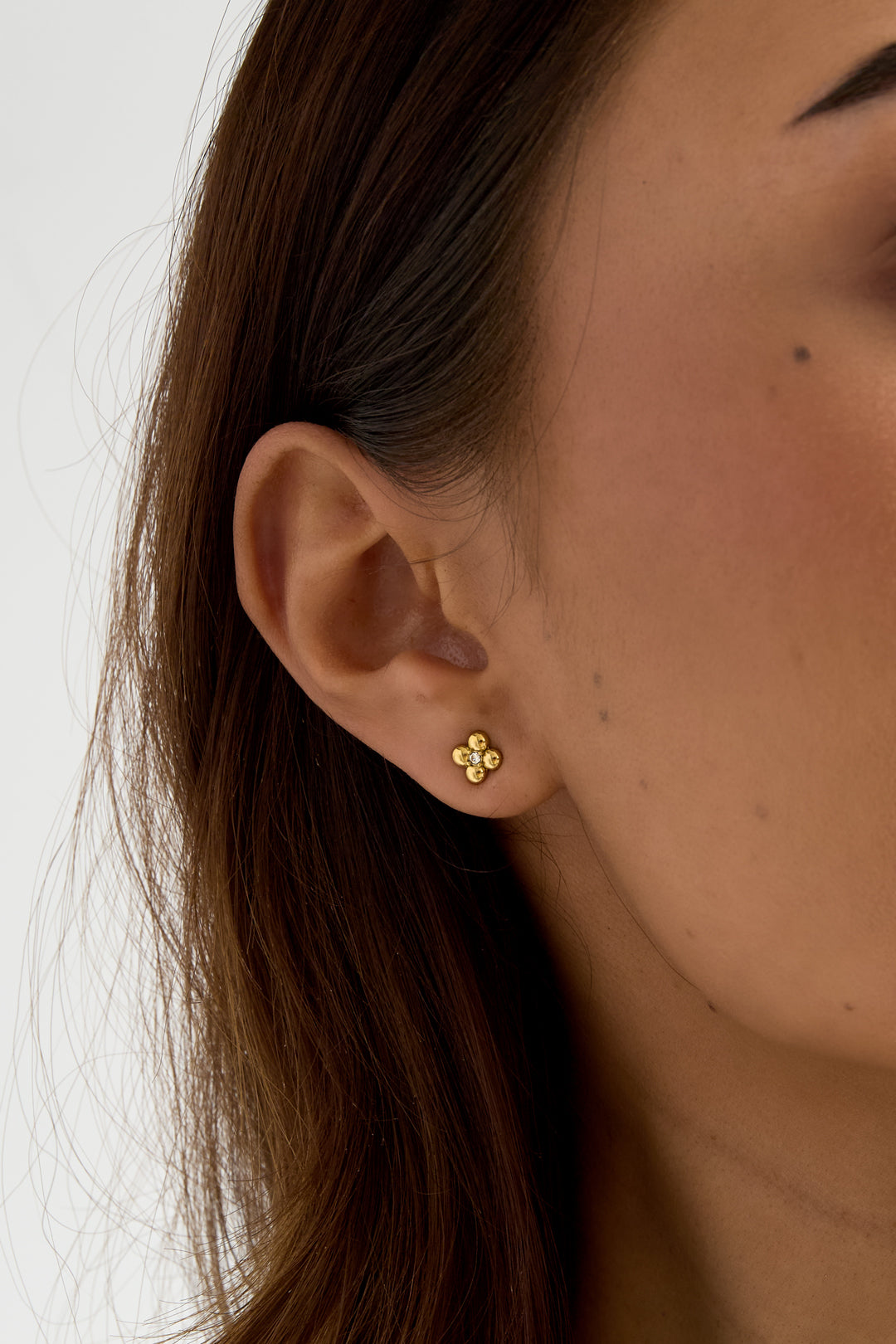 Elegant Mini Flower Stud Earrings - Silver & Gold