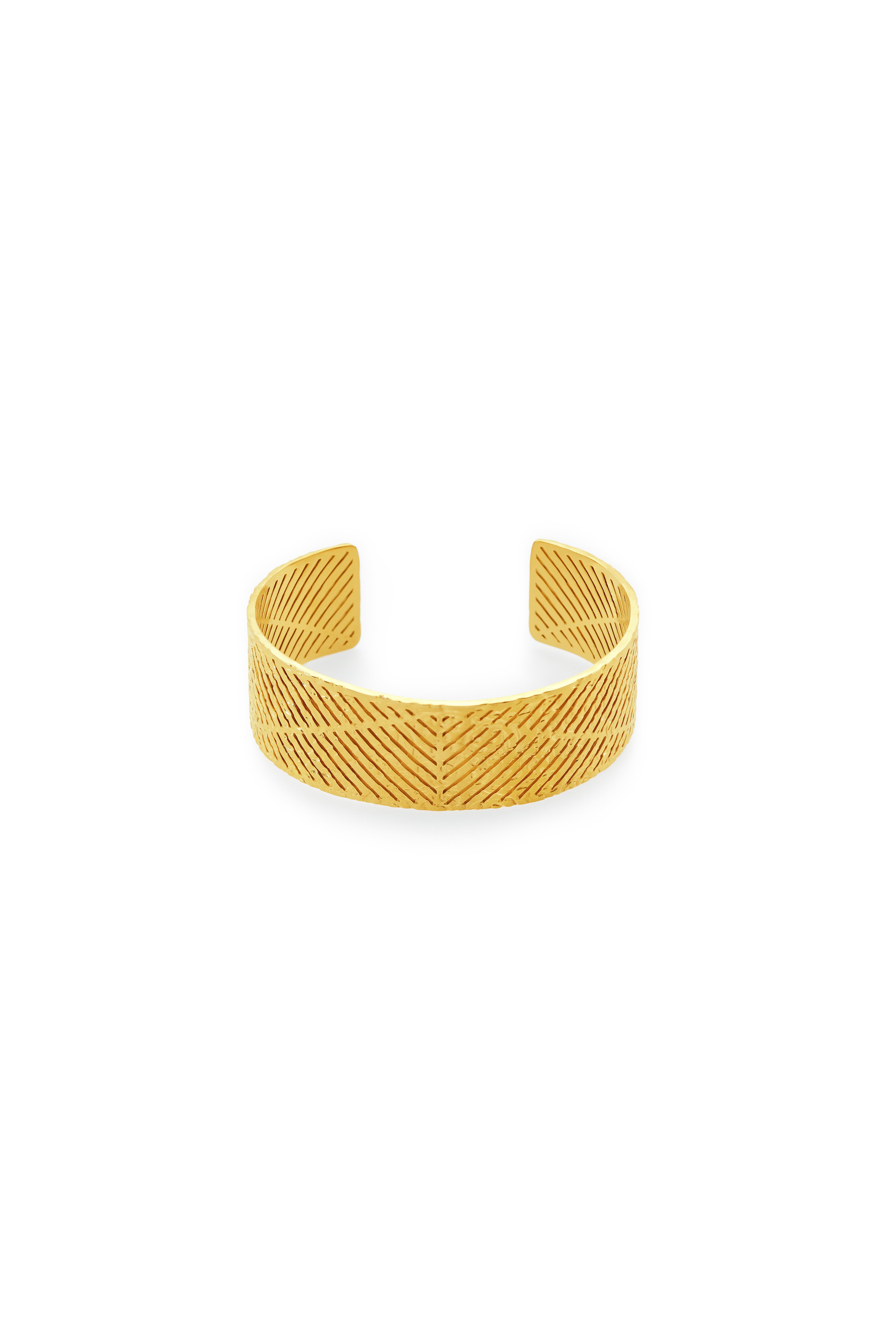 Pulsera Cuff con Lineas de Oro