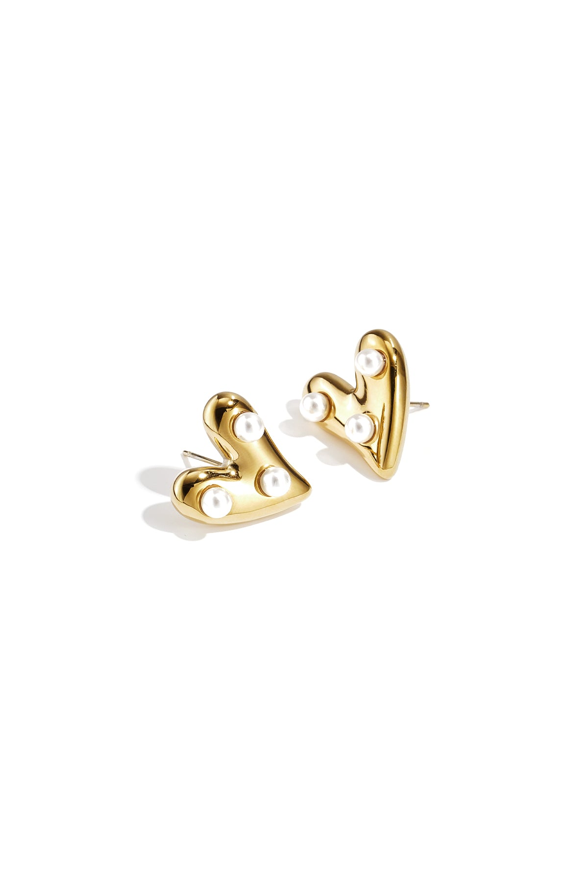 Charming Gold-Color Heart Stud Earrings for Everyday Wear Main product image