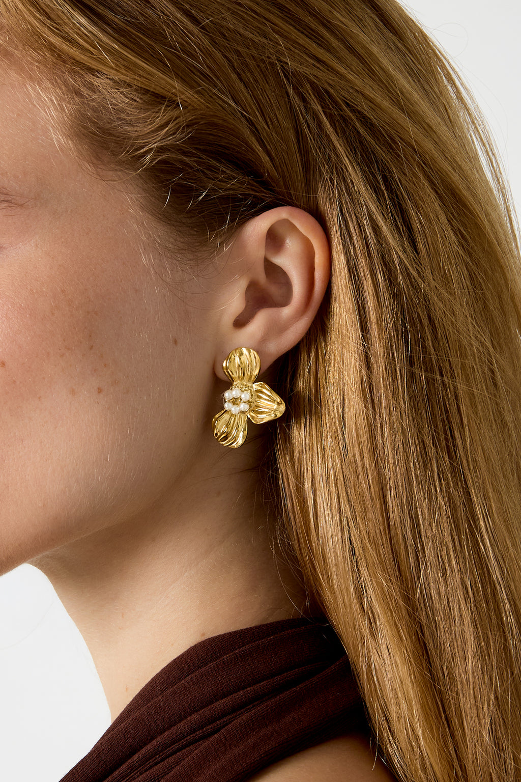 Pendientes de botón diseño floral
