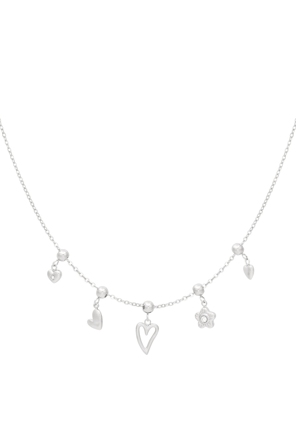 Collar Charm Flores y Corazones - Color Oro