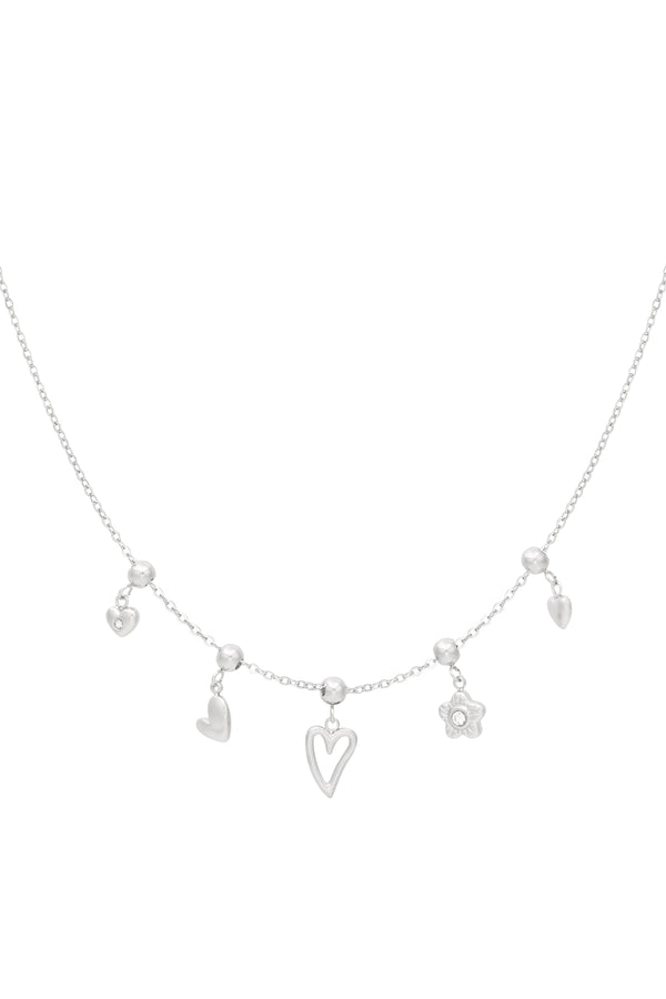 Collar Charm Flores y Corazones - Color Oro