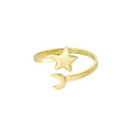Anillo Ajustable Estrella y Luna en Dorado