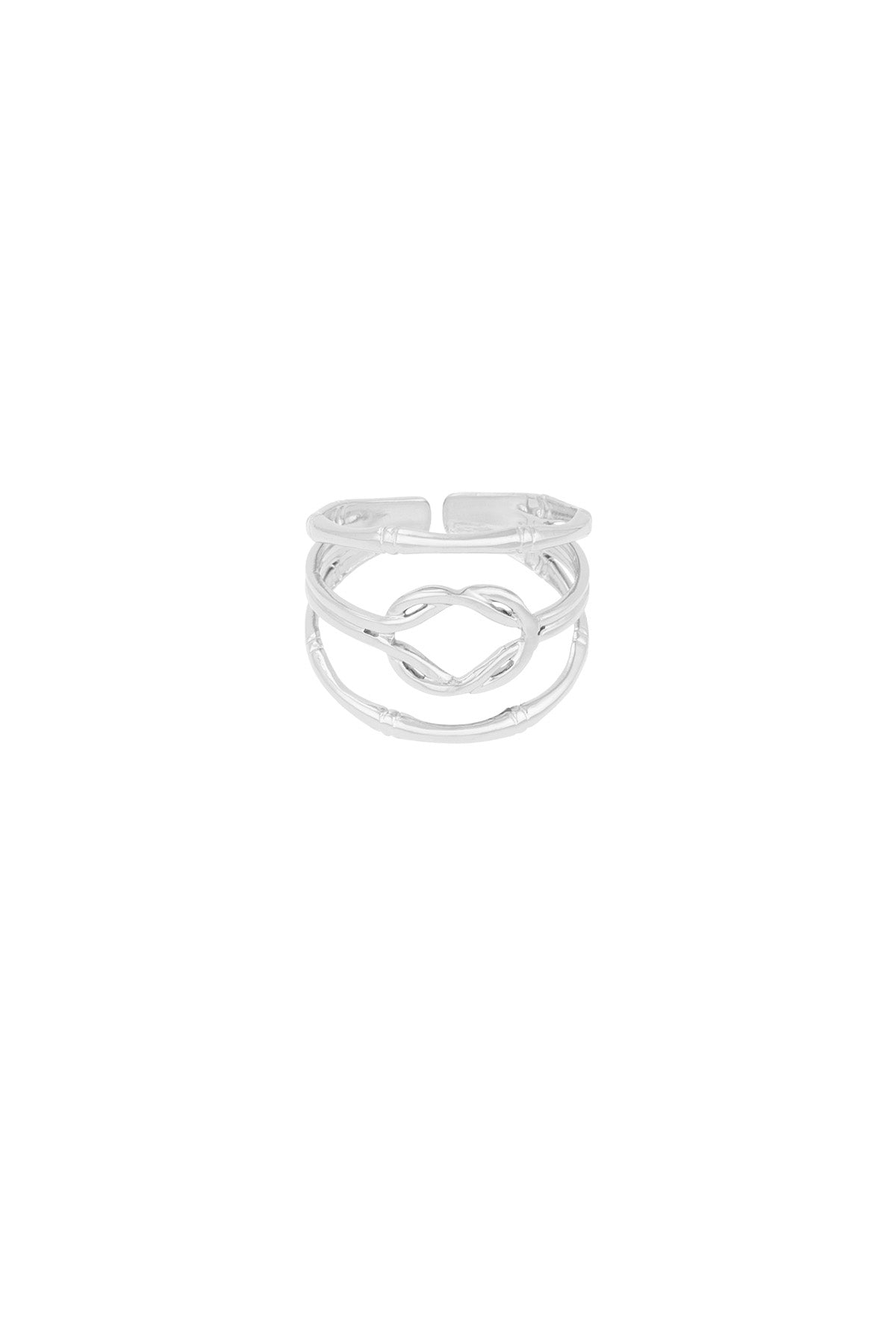 Elegant Stainless Steel Statement Ring, Silver & Gold Imagen principal del producto