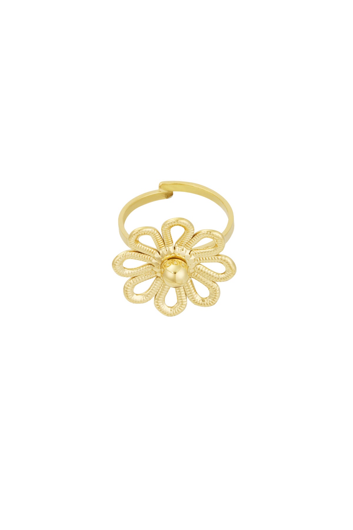 Elegant All-Fit Flower Statement Ring in Silver & Gold Imagen principal del producto
