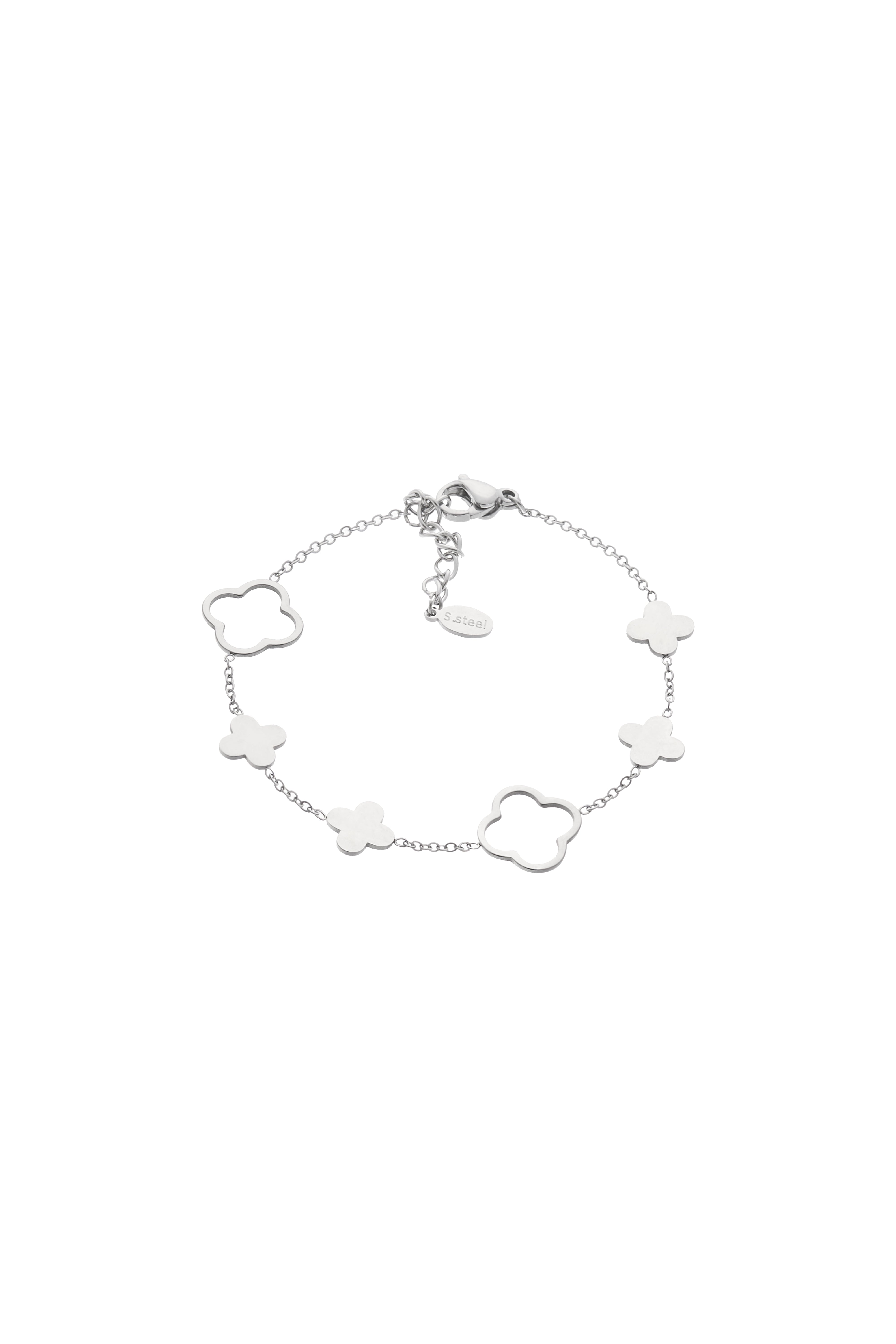 Pulsera Trébol Cuatro Hojas Plateado