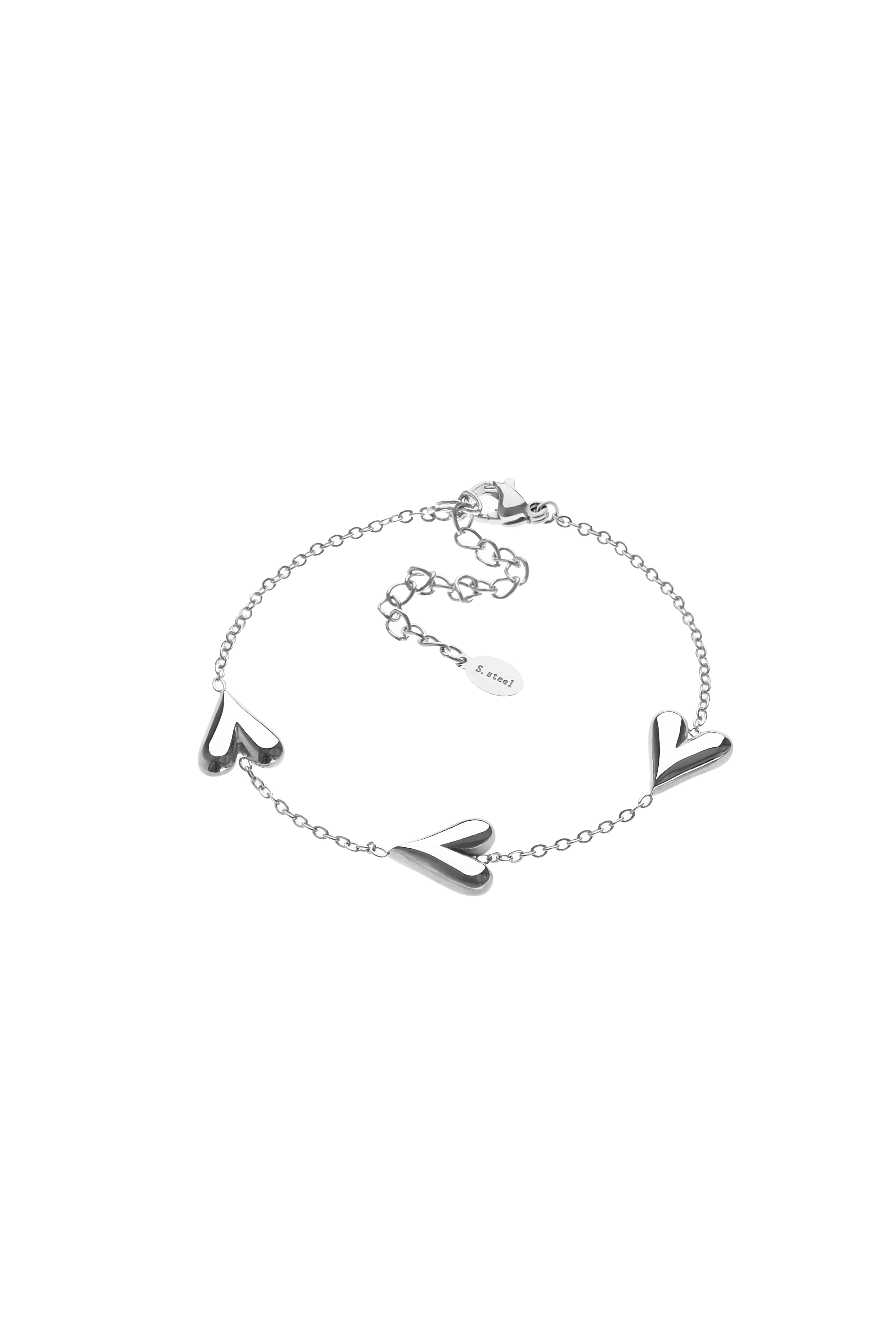 Pulsera Corazón Triple Plateado