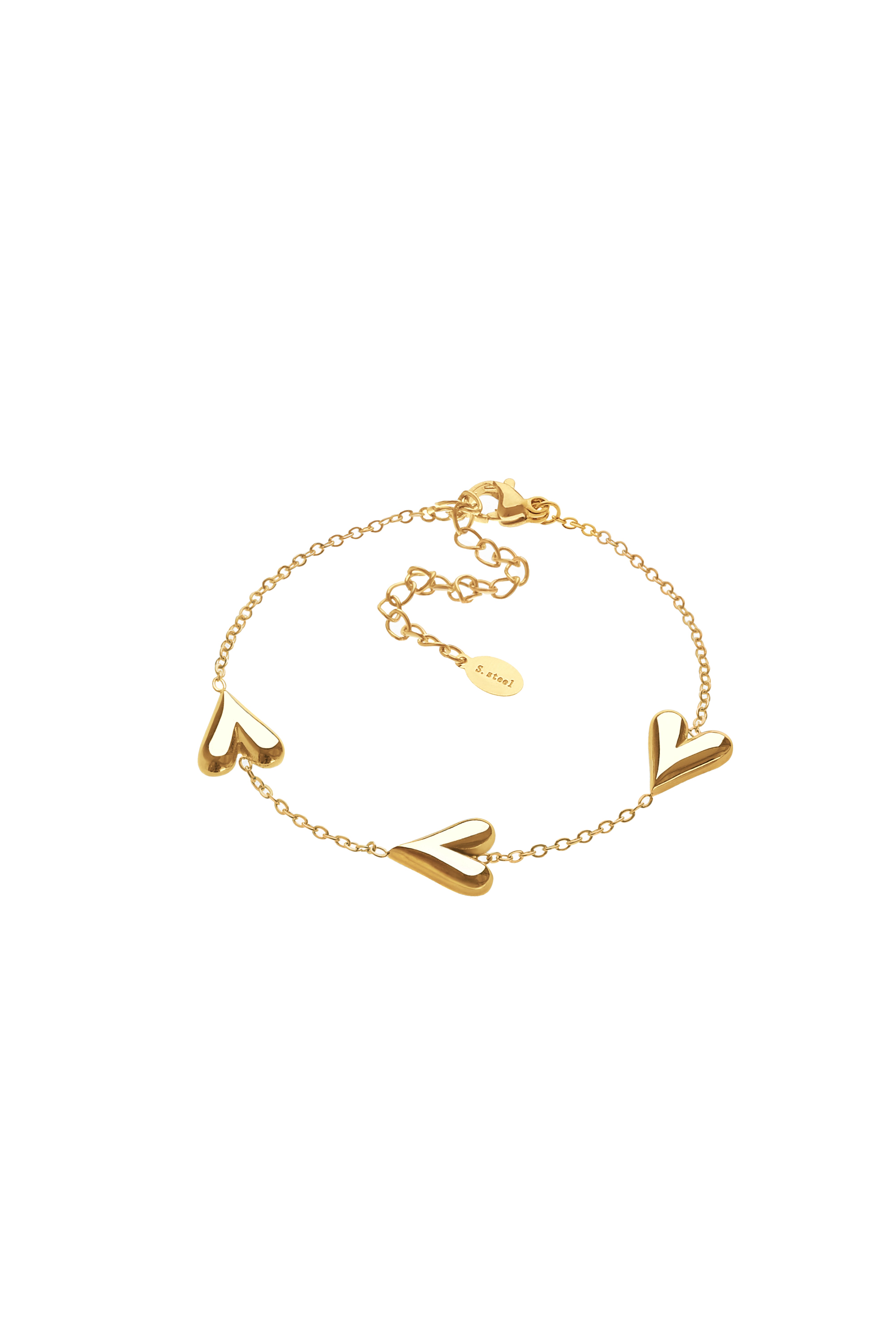 Pulsera Corazón Triple Dorado