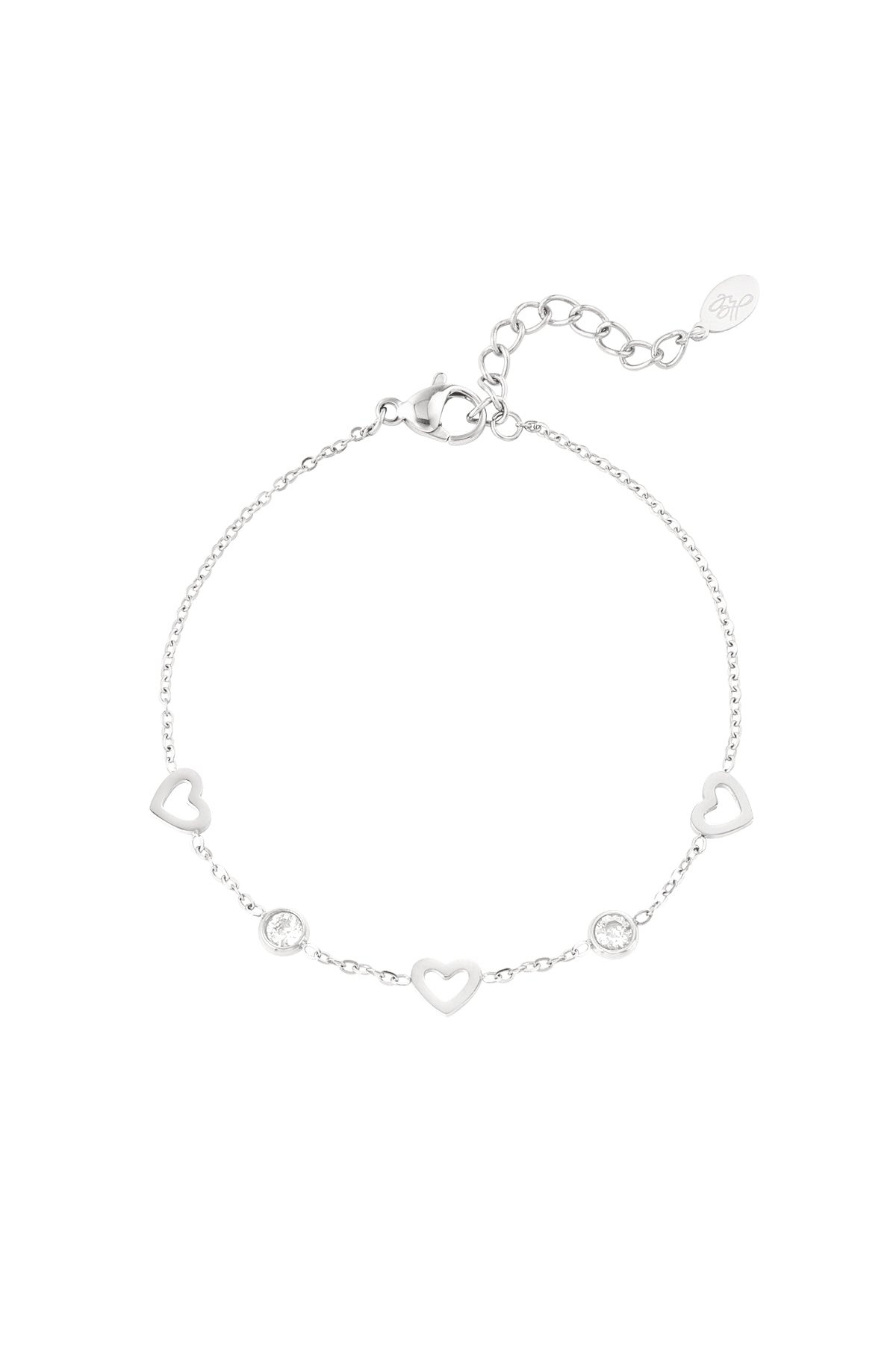 Pulsera con dije corazón y diamante 