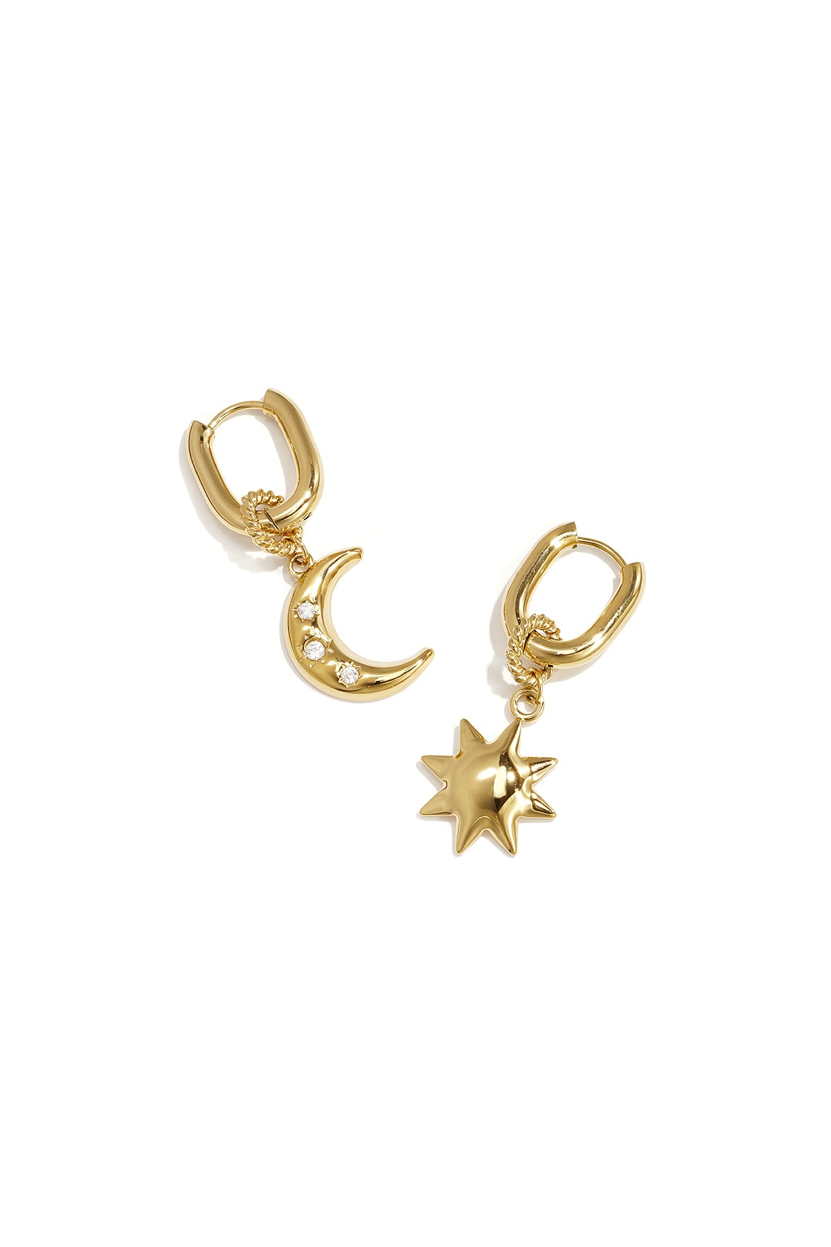 Elegant Sun & Moon Zircon Drop Earrings for Women Imagen principal del producto