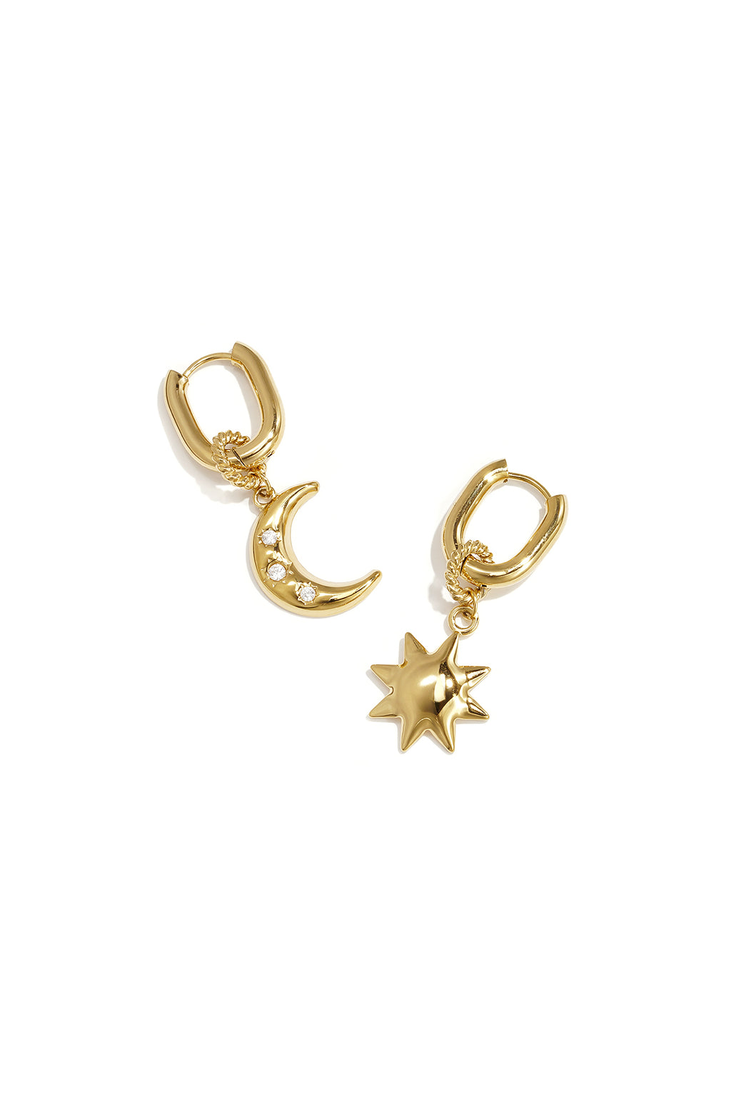 Elegant Sun & Moon Zircon Drop Earrings for Women