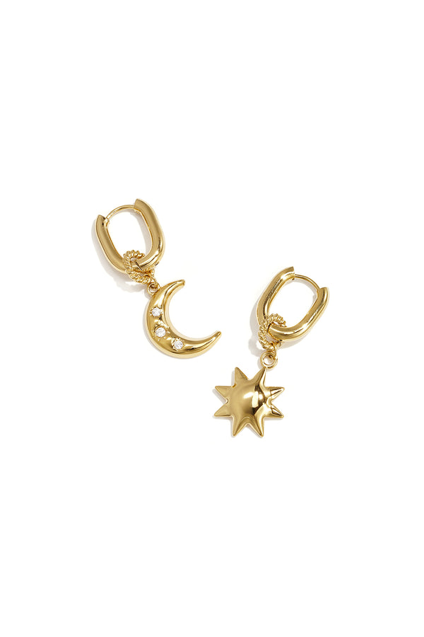 Elegant Sun & Moon Zircon Drop Earrings for Women