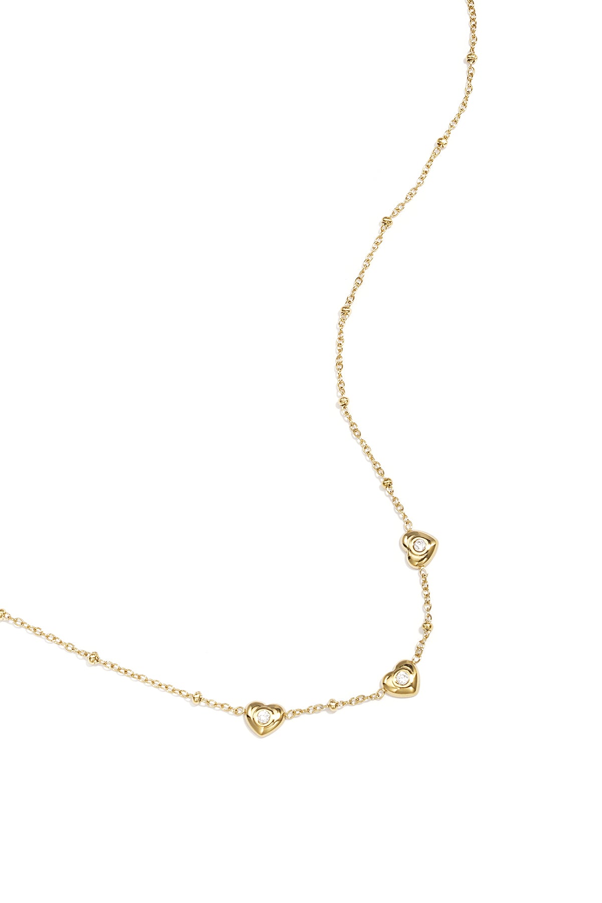 Necklace with beads and hearts with stone Main product image