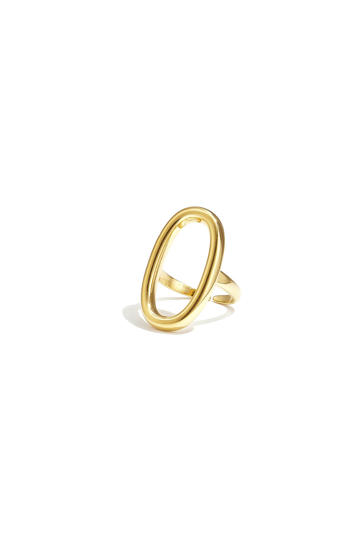 Elegant Minimalist Adjustable Ellipse Ring - Silver & Gold Imagen principal del producto