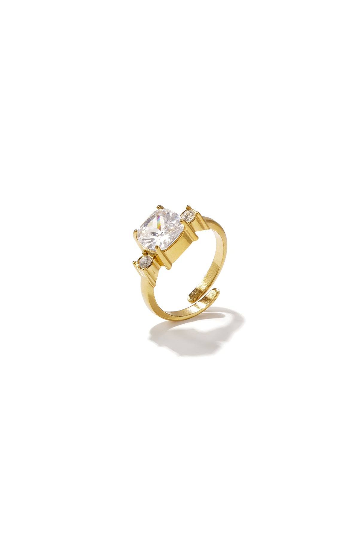 Elegant Minimalist Rhinestone Ring, Adjustable Fit Imagen principal del producto