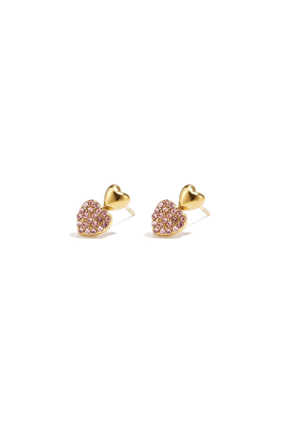 Elegant Pink & White Heart Stud Earrings