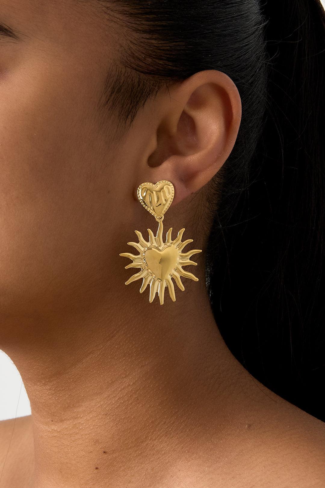 Stylish Gold Heart Drop Earrings for Women