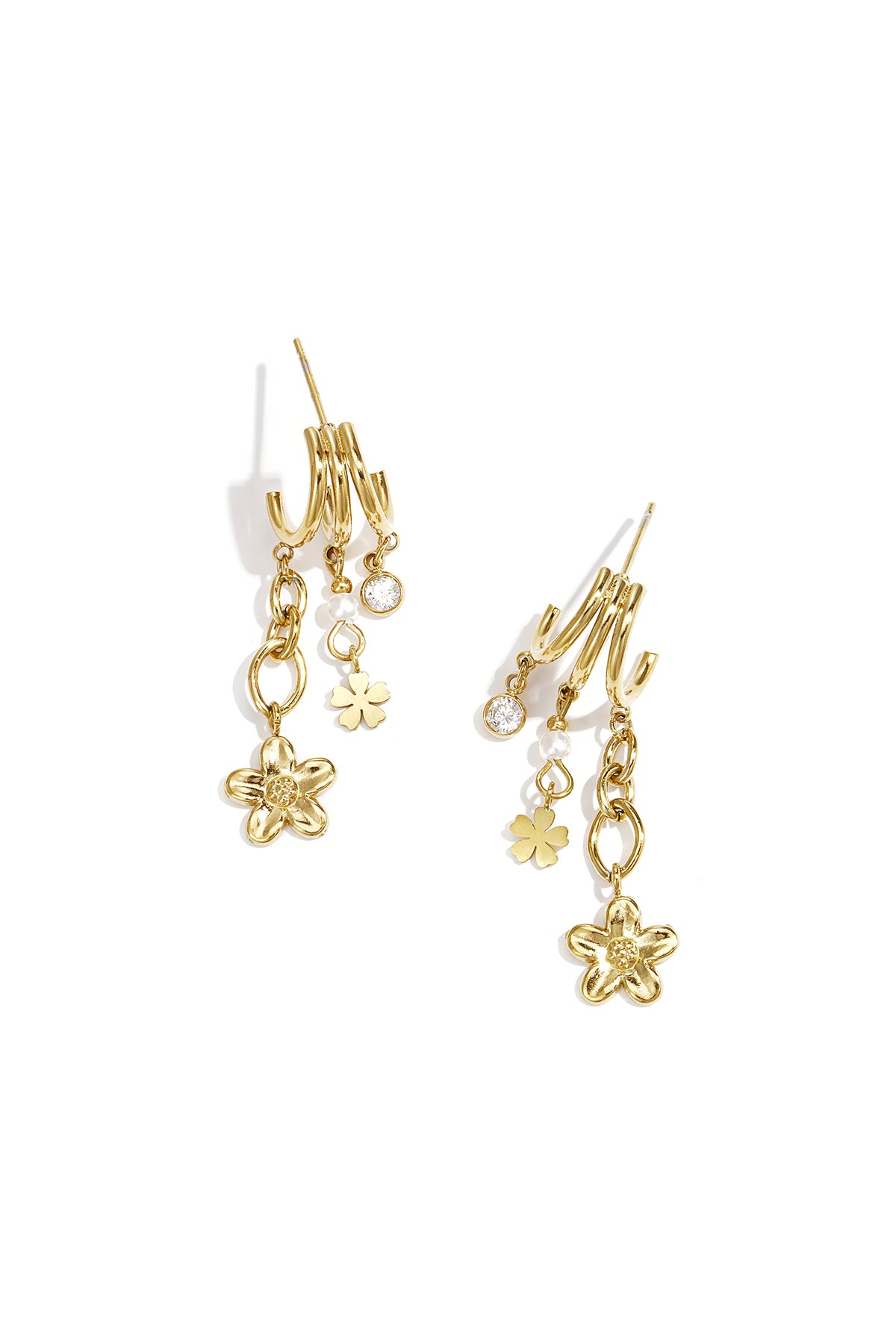 Elegant Sea Shell Drop Earrings in Silver & Gold Main product image