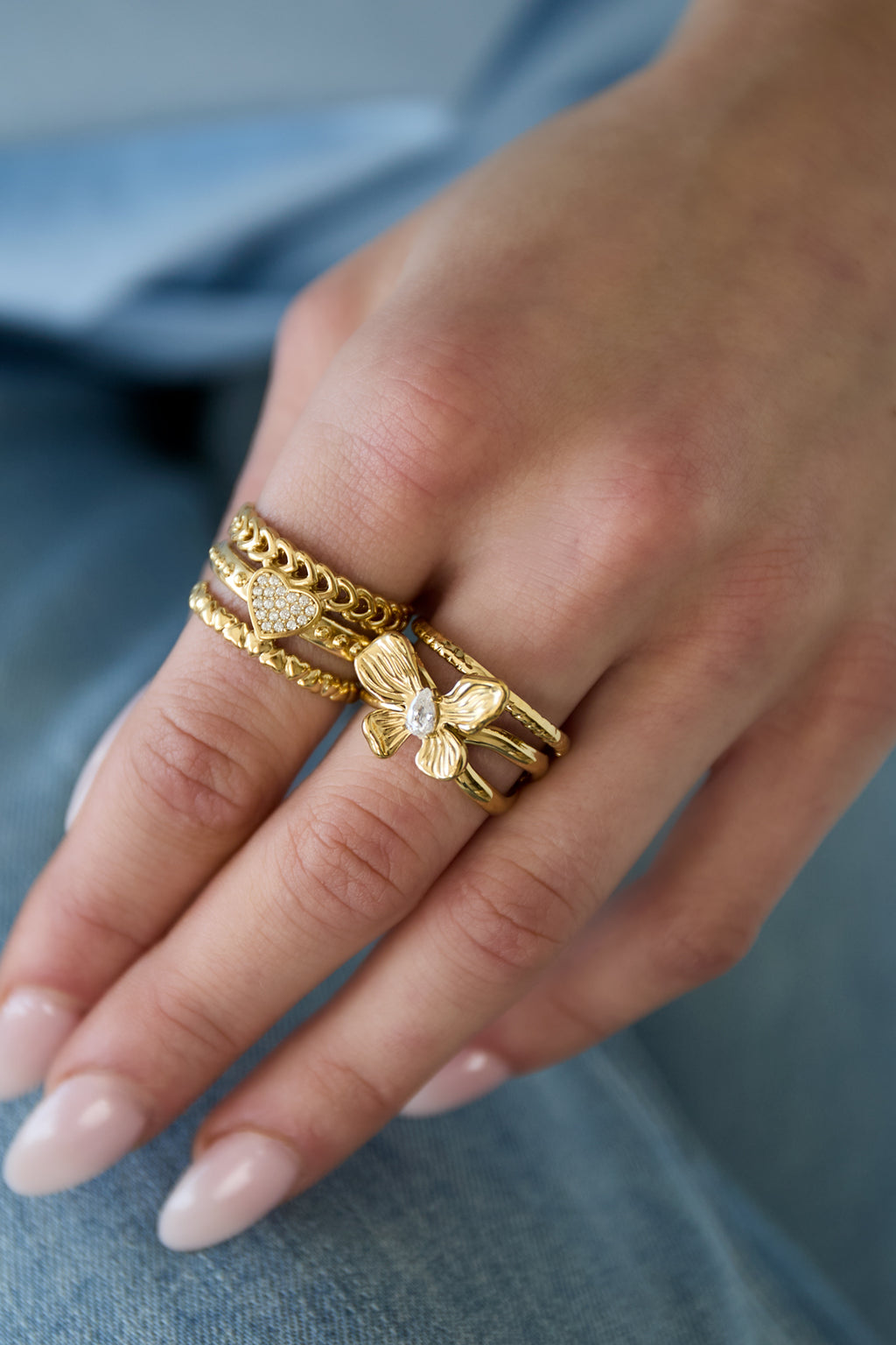 Elegant Adjustable Statement Ring, Silver & Gold