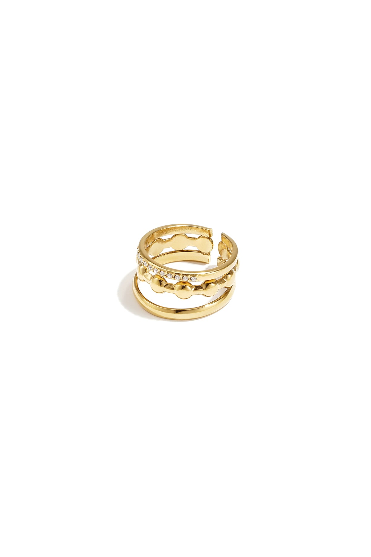 Minimalist Adjustable Rhinestone Ring - Silver & Gold Imagen principal del producto