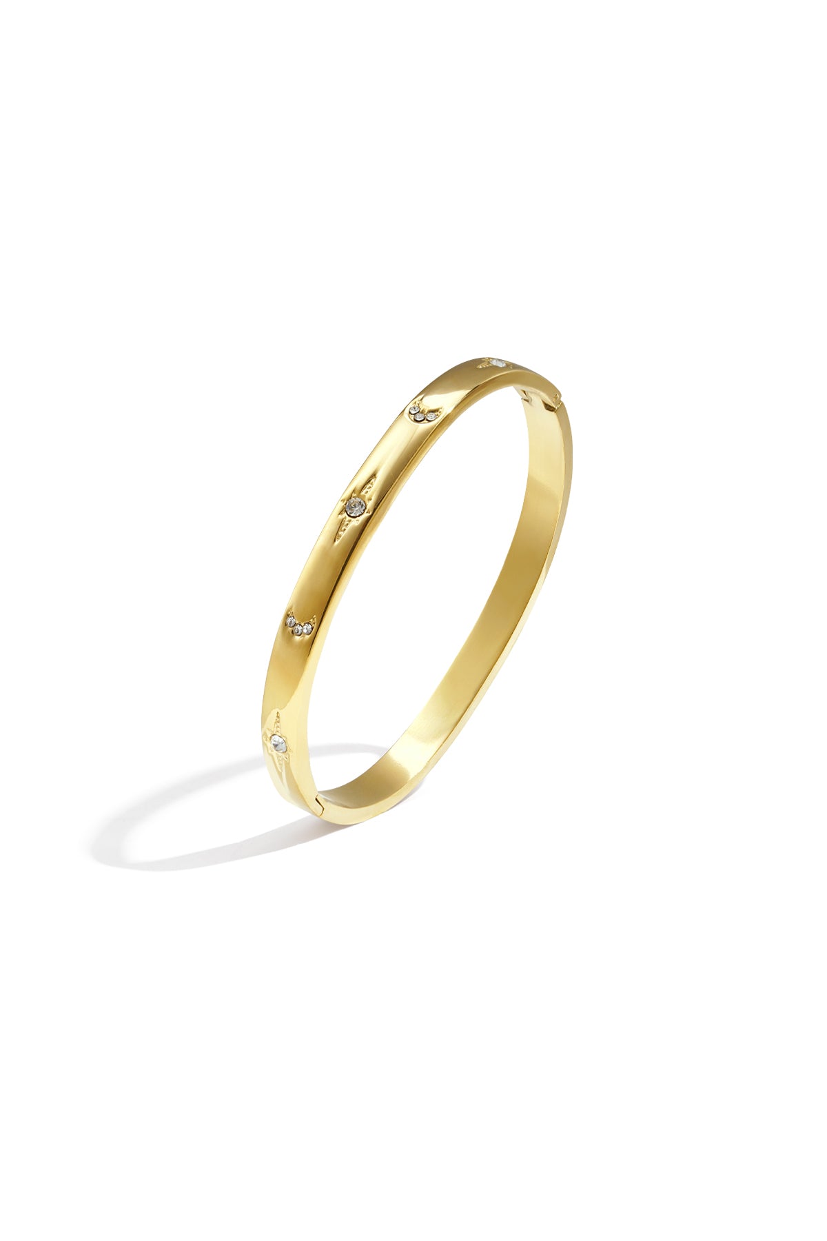Stylish All-Fit Stainless Steel Bangle with Rhinestones Imagen principal del producto