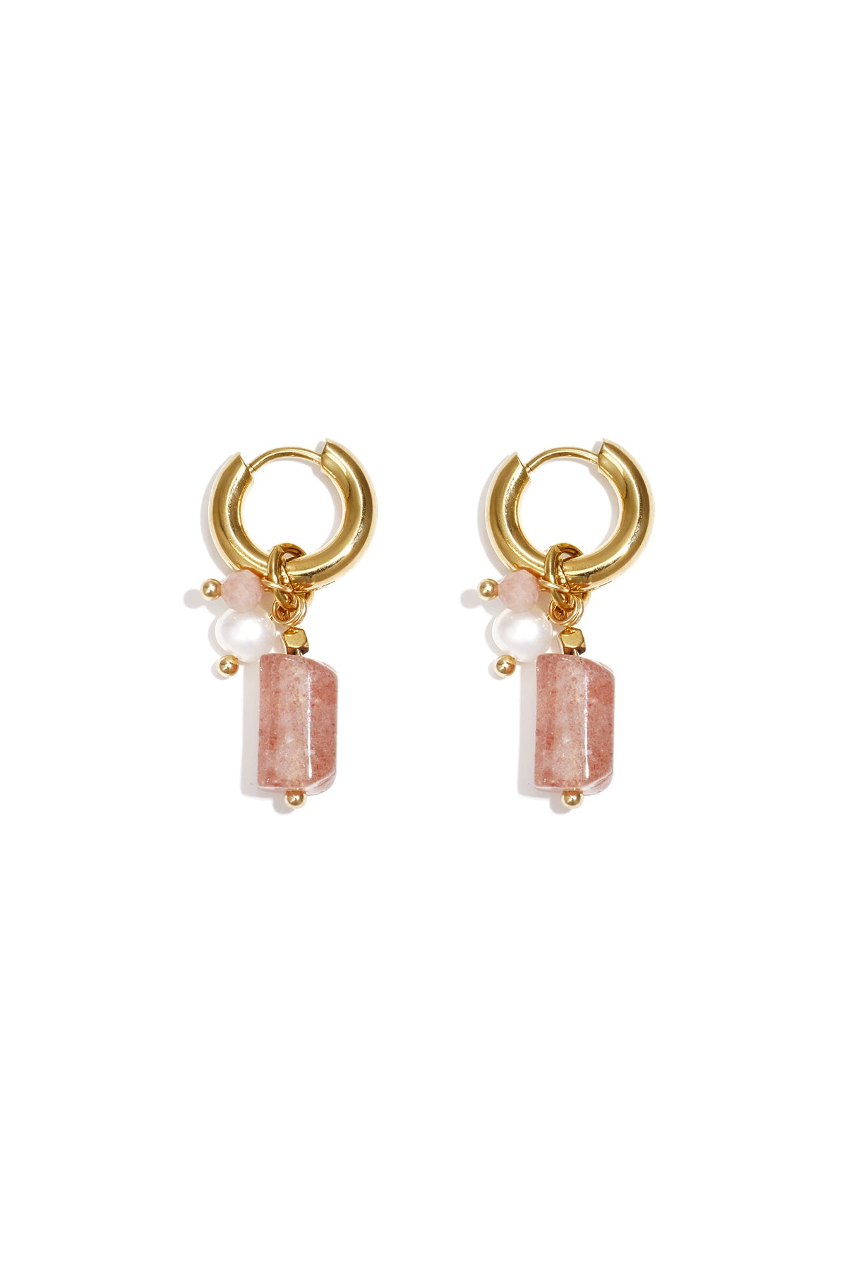 Elegant Pink & Gold Beaded Earrings for Spring Main product image